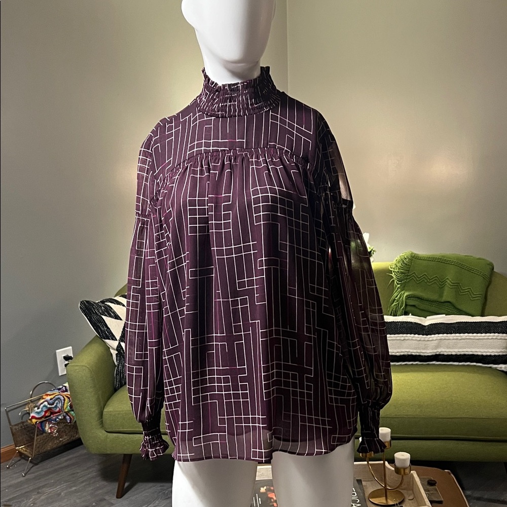 Calvin Klein Plum Geometric Blouse